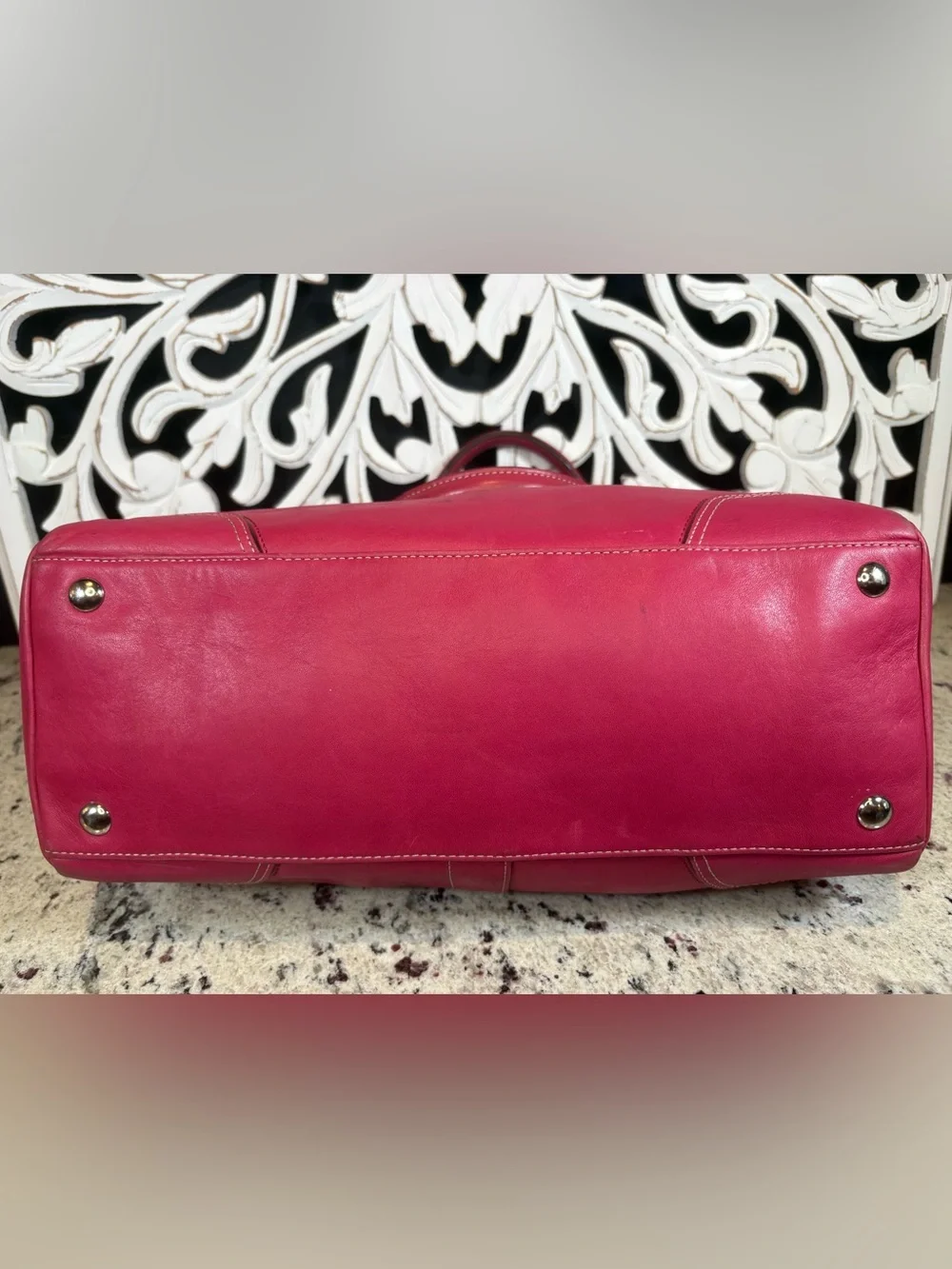 Coach F13811 Hamilton Legacy Leather Satchel Tote Raspberry